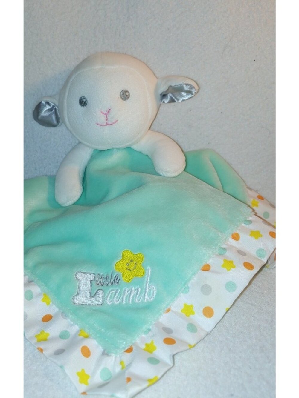 Unisex Garanimals Mint Green Polka Dot Little Lamb Rattle Security Blanket Lovey